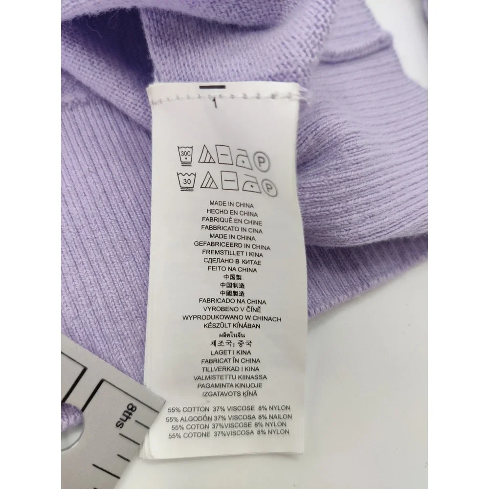 Michael Kors Lavender Purple Cold Shoulder Ruffle Sweater Small Cotton Blend Top